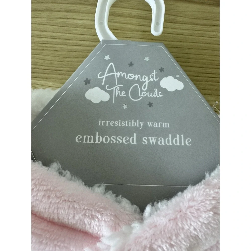 Amongst the Clouds Pink Embossed Swaddle 0-3M Sherpa Fleece NWT Baby Girl